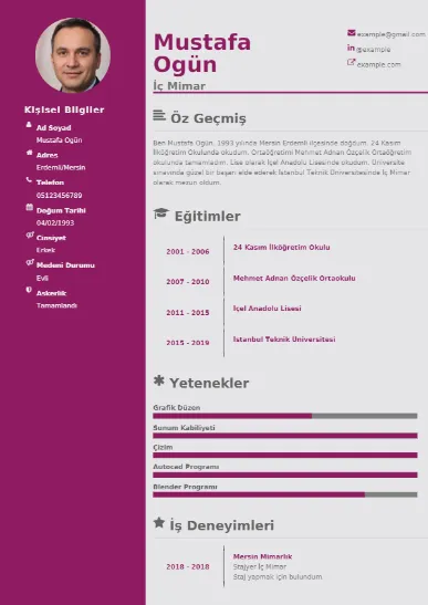 İç Mimar örnek cv indir